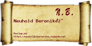 Neuhold Bereniké névjegykártya